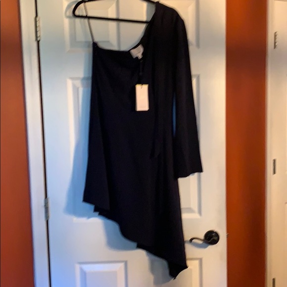 NWT Cinq a Sept Navy Asymmetrical Midi dress - Picture 3 of 7